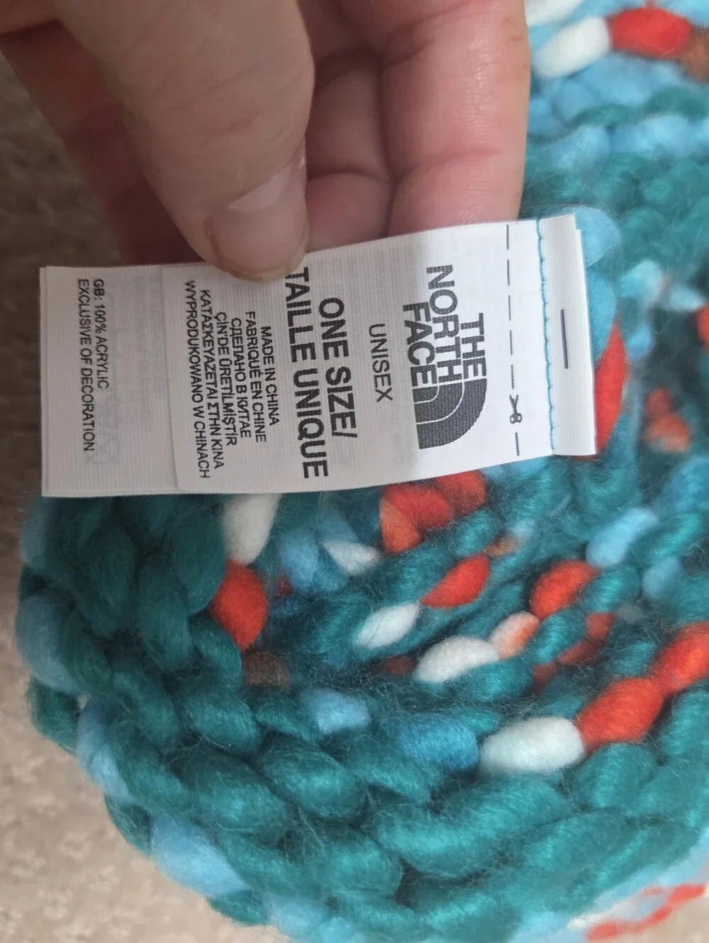 The North Face Nanny Handknit Chunky Pom Pom Unisex Beanie One Size Colorful